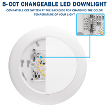 Load image into Gallery viewer, 6" LED Disk Downlight, 15W, 5CCT Changeable: 2700K/3000K/3500K/4000K/5000K, 120V AC, Damp Location - LEDMyPlace