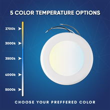Load image into Gallery viewer, 6" LED Disk Downlight, 15W, 5CCT Changeable: 2700K/3000K/3500K/4000K/5000K, 120V AC, Damp Location - LEDMyPlace