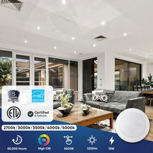 Load image into Gallery viewer, 6" LED Disk Downlight, 15W, 5CCT Changeable: 2700K/3000K/3500K/4000K/5000K, 120V AC, Damp Location - LEDMyPlace