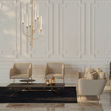 Load image into Gallery viewer, 6 LED Lights Farmhouse Candle Chandeliers Satin Brass Finish Hardware with Hand Made Crystal - LEDMyPlace
