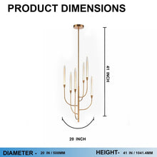 Load image into Gallery viewer, 6 LED Lights Farmhouse Candle Chandeliers Satin Brass Finish Hardware with Hand Made Crystal - 20”D x 41“H - LEDMyPlace