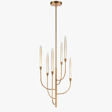 Load image into Gallery viewer, 6 LED Lights Farmhouse Candle Chandeliers Satin Brass Finish Hardware with Hand Made Crystal - LEDMyPlace
