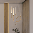 Load image into Gallery viewer, 6 LED Lights Farmhouse Candle Chandeliers Satin Brass Finish Hardware with Hand Made Crystal - LEDMyPlace