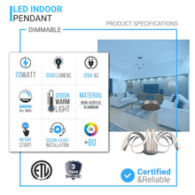 Load image into Gallery viewer, 6 - Light 30" Wide Modern/Contemporary Cage LED Chandelier Ceiling Light, 70W, 3000K, 3500LM, Adjustable Height - LEDMyPlace