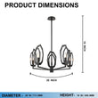 Load image into Gallery viewer, 6 - Light Black Finish Chandelier Light with Snow Glass, E12 Base, 120V, Bulb Type B10, Socket type E12, Max wattage Per Socket 60W - 28“D x 16”H - LEDMyPlace