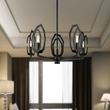 Load image into Gallery viewer, 6 - Light Black Finish Chandelier Light with Snow Glass, E12 Base, Width 24" Height 10", 120V, Bulb Type B10, Socket type E12, Max wattage Per Socket 60W - LEDMyPlace