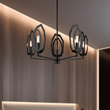 Load image into Gallery viewer, 6 - Light Black Finish Chandelier Light with Snow Glass, E12 Base, Width 24" Height 10", 120V, Bulb Type B10, Socket type E12, Max wattage Per Socket 60W - LEDMyPlace