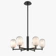 Load image into Gallery viewer, 6 - Light Black Finish Chandelier Light with Snow Glass, E12 Base, Width 24" Height 10", 120V, Bulb Type B10, Socket type E12, Max wattage Per Socket 60W - LEDMyPlace