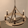 Load image into Gallery viewer, 6 - Light Farmhouse Chandelier, E12 Base, Matte black Finish Hardware with Nature Solid Ashwood - 26“D x 22”H - LEDMyPlace