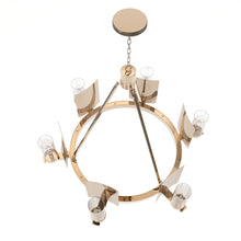Load image into Gallery viewer, 6 - Light Ring Chandelier Ceiling Light In Brass Finish with Clear Glass, E12 Base, Width 28" Height 22", 120V, Bulb Type B10, Socket type E12, Max wattage Per Socket 60W - LEDMyPlace