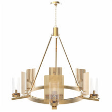 Load image into Gallery viewer, 6 - Light Ring Chandelier Ceiling Light In Brass Finish with Clear Glass, E12 Base, Width 28" Height 22", 120V, Bulb Type B10, Socket type E12, Max wattage Per Socket 60W - LEDMyPlace