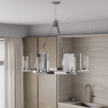 Load image into Gallery viewer, 6 - Light Ring Chandelier Ceiling Light In Chrome Finish with Clear Glass, E12 Base, 120V, Bulb Type B10, Socket type E12, Max wattage Per Socket 60W - 28“D x 22”H - LEDMyPlace