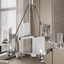 Load image into Gallery viewer, 6 - Light Ring Chandelier Ceiling Light In Chrome Finish with Clear Glass, E12 Base, 120V, Bulb Type B10, Socket type E12, Max wattage Per Socket 60W - 28“D x 22”H - LEDMyPlace