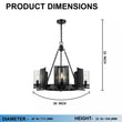 Load image into Gallery viewer, 6 - Light Ring Chandelier Ceiling Light In Matte Black Finish with Clear Glass, E12 Base, Diam 28" Height 22", 120V, Bulb Type B10, Socket type E12, Max wattage Per Socket 60W - LEDMyPlace