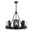 Load image into Gallery viewer, 6 - Light Ring Chandelier Ceiling Light In Matte Black Finish with Clear Glass, E12 Base, Width 28" Height 22", 120V, Bulb Type B10, Socket type E12, Max wattage Per Socket 60W - LEDMyPlace