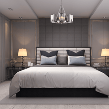 Load image into Gallery viewer, 6 - Light Ring Chandelier Ceiling Light In Matte Black Finish with Clear Glass, E12 Base, Width 28" Height 22", 120V, Bulb Type B10, Socket type E12, Max wattage Per Socket 60W - LEDMyPlace