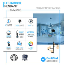 Load image into Gallery viewer, 6 - Lights, Chandelier, 47W, 3000K, Matte Black Body Finish, Dimmable - LEDMyPlace