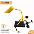 Load image into Gallery viewer, 6.25″W x 16.2″H Black/Yellow Table Lamp with E12 Socket, Outlet, and USB Ports - LEDMyPlace