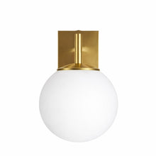 Load image into Gallery viewer, 6.5″W x 10″H x 8″E Burnished Brass Wall Sconce with Frosted White Acrylic Shade and E26 Rocker - Switch Light - 4 Pack - LEDMyPlace