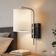 Load image into Gallery viewer, 6″W x 13″H Single Wall Lamp with White Linen Shade – Matte Black or Brushed Nickel Finish - 4 Pack - LEDMyPlace