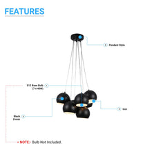 Load image into Gallery viewer, 7 - Light Black Iron Globe Pendant Chandelier Fixture for Living Room, Bedroom, Dining Room, Office - LEDMyPlace
