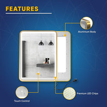 Load image into Gallery viewer, LED Lighted Bathroom Vanity Mirror With Shelf, Wall-Mounted, Touch Switch,  Anti-Fog Adjustable Color Temperature &amp; Remembrance, CRI 90+, Lighted Makeup Mirrors, Raven Style