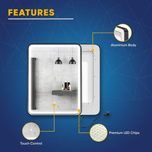 Load image into Gallery viewer, LED Lighted Bathroom Vanity Mirror With Shelf, Wall-Mounted, Touch Switch,  Anti-Fog Adjustable Color Temperature &amp; Remembrance, CRI 90+, Lighted Makeup Mirrors, Raven Style