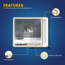 Load image into Gallery viewer, LED Lighted Bathroom Vanity Mirror With Shelf, Wall-Mounted, Touch Switch,  Anti-Fog Adjustable Color Temperature &amp; Remembrance, CRI 90+, Lighted Makeup Mirrors, Raven Style