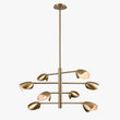 Load image into Gallery viewer, 8 - Light Chandelier Ceiling Light, Curved Disk Shades, Brass Finish Hardware, Width 33.5" Height 18.5", 120V, Bulb Type B10, Socket type E12, Max wattage Per Socket 60W - LEDMyPlace
