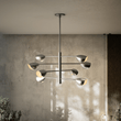 Load image into Gallery viewer, 8 - Light Chandelier Ceiling Light, Curved Disk Shades, Chrome Finish Hardware, 120V, Bulb Type B10, Socket type E12, Max wattage Per Socket 60W - 33.5”D x 18.5“H - LEDMyPlace