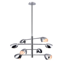 Load image into Gallery viewer, 8 - Light Chandelier Ceiling Light, Curved Disk Shades, Chrome Finish Hardware, Width 33.5" Height 18.5", 120V, Bulb Type B10, Socket type E12, Max wattage Per Socket 60W - LEDMyPlace