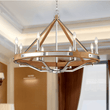Load image into Gallery viewer, 8 - Light Farmhouse Chandelier Diam 34'', E12 Base, Polished Nickel Finish Hardware with Nature Solid Ashwood - LEDMyPlace