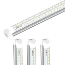 Load image into Gallery viewer, 8ft LED Shop Light Fixture, 60W V Shape 6500K 7200LM Clear Cover, AC100 - 277V, ETL Listed, Plug and Play, Damp Location, High Output T8 Integrated LED Tube, Linkable LED Shop Lights for Garage, Warehouse, Workshop - LEDMyPlace