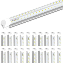 Load image into Gallery viewer, 8ft LED Shop Light Fixture, 60W V Shape 6500K 7200LM Clear Cover, AC100 - 277V, ETL Listed, Plug and Play, Damp Location, High Output T8 Integrated LED Tube, Linkable LED Shop Lights for Garage, Warehouse, Workshop - LEDMyPlace