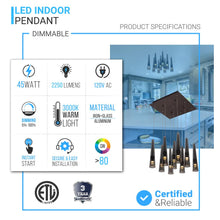 Load image into Gallery viewer, 9 - Lights, Multi Light Pendant with Smoke grey Body Finish,45W, 3000K, 2250LM, Dimmable, For Kitchen Island Dining Room Living Room Cafe Pub - LEDMyPlace