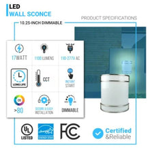 Load image into Gallery viewer, 9.64" Dimmable Half Cylinder LED Wall Sconce BN Color, 17W, 1100 Lumens, 5 CCT AC120V, For Living Room, Bedroom, Hallway, Kitchen - LEDMyPlace