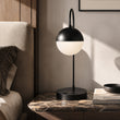 Load image into Gallery viewer, 26"H x 9"W x 12 3/8"D Table Lamp with USB, Type-C Port &amp; Power Outlet – Matte Black Finish