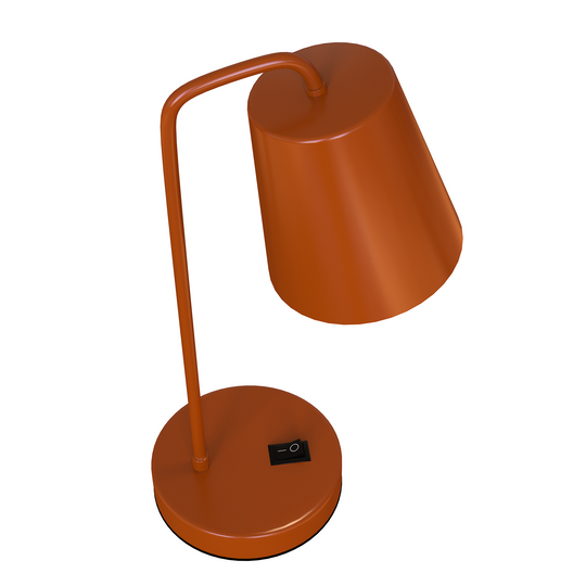 22" Orange Metal Task Lamp with Iron Body, E26 Socket, ETL Certified – 60W Bulb Compatible (Bulb Not Included)