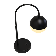 Load image into Gallery viewer, 26 in. Black Arc Table Lamp with Black/White Sphere Shade, Material Iron &amp; glass, ETL Certification, 110-220V, Rocker Switch, Task Table Lamp, E26 1 x 60W (Bulb Not Included)