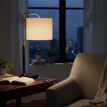 Load image into Gallery viewer, 12″D x 23″H Modern Desk Lamp with White Linen Shade – Black or Brushed Brass Finish - 4 Pack