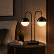 Load image into Gallery viewer, 26"H x 21 5/8"W x 9"D Double Head Table Lamp with USB, Type-C &amp; Dual Outlet – Matte Black