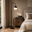 Load image into Gallery viewer, 26"H x 10"W x 16"D Table Lamp with Rocker Switch – Matte Black Finish
