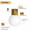 Load image into Gallery viewer, 6.5″W x 10″H x 8″E Burnished Brass Wall Sconce with Frosted White Acrylic Shade and E26 Rocker-Switch Light - 4 Pack