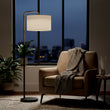 Load image into Gallery viewer, 15″W x 60″H Floor Lamp with White Linen Shade – Black or Brushed Brass Finish - 2 Pack