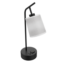 Load image into Gallery viewer, 25&quot; Industrial Black &amp; White Table Lamp with Fabric Shade, Switch &amp; Socket – Ideal for Bedside, Living Room, and Study Room