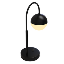 Load image into Gallery viewer, 26 in. Black Arc Table Lamp with Black/White Sphere Shade, Material Iron &amp; glass, ETL Certification, 110-220V, Rocker Switch, Task Table Lamp, E26 1 x 60W (Bulb Not Included)