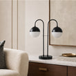 Load image into Gallery viewer, 26"H x 21 5/8"W x 9"D Double Head Table Lamp with USB, Type-C &amp; Dual Outlet – Matte Black