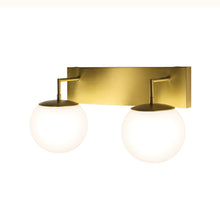 Load image into Gallery viewer, 18″W x 10″H x 8″E Burnished Brass Double Wall Sconce with Dual Frosted White Acrylic Shades and 2×E26 Rocker-Switch Lights - 2 Pack