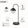 Load image into Gallery viewer, 26"H x 9"W x 12 3/8"D Table Lamp with USB, Type-C Port &amp; Power Outlet – Matte Black Finish
