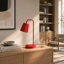 Load image into Gallery viewer, 7 7/8"W x 12"D x 20 1/8"H Table Lamp with USB, Type-C &amp; Outlet – Red Finish